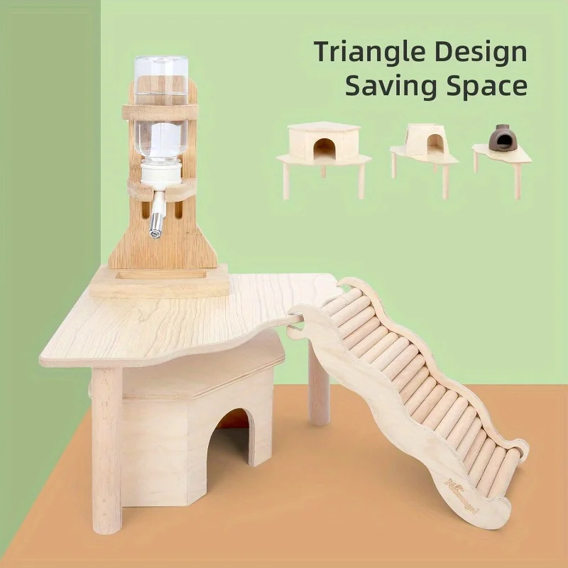 Plataforma de madera, jaula para animales pequeños, suministros de paisajismo, accesorios para hámster, juguete de escalada para ratas, juguetes para hámster, suministros para mascotas pequeñas - imagen 3