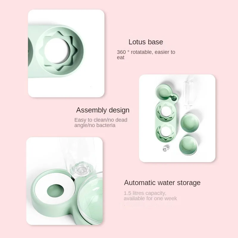 Nuevo alimentador de cuencos de caracol 3 en 1, protección del medio ambiente para beber, Material seguro de calidad alimentaria, cuenco para comida y agua, tres cuencos de lujo para mascotas - imagen 3