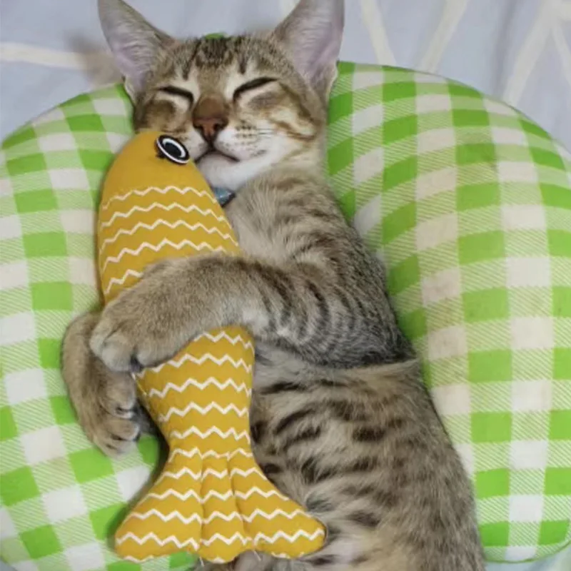 Juguetes para gatos, pez, juguete interactivo para gatos, juguete para masticar, pez de simulación, almohada para gatos, ejercicio para gatitos, juguetes para gatos de interior, Kit para gatitos - imagen 5