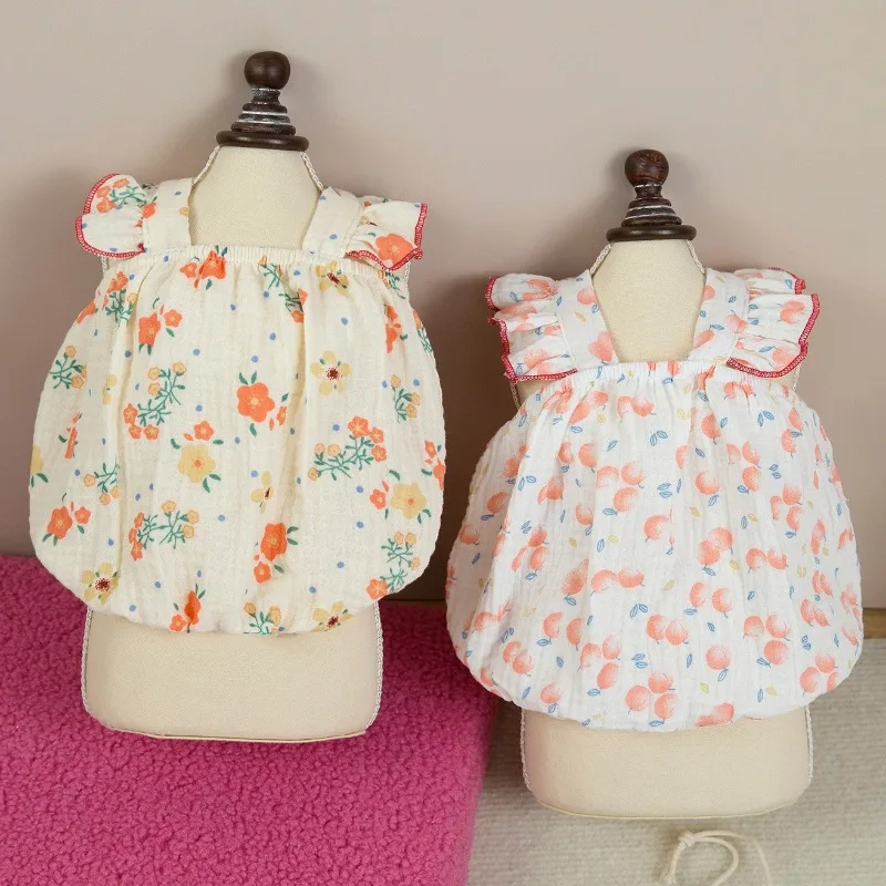 Nuevo vestido dulce para perros y gatos, ropa estampada con mangas voladoras de verano para niñas, ropa para perros pequeños y medianos, falda de camisa blanca para mascotas Chiwawa - imagen 3