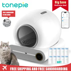 Tonepie-caja de arena inteligente automática para gatos, 65L, autolimpiante, totalmente cerrada, bandeja de arena para inodoro para mascotas, versiones en inglés
