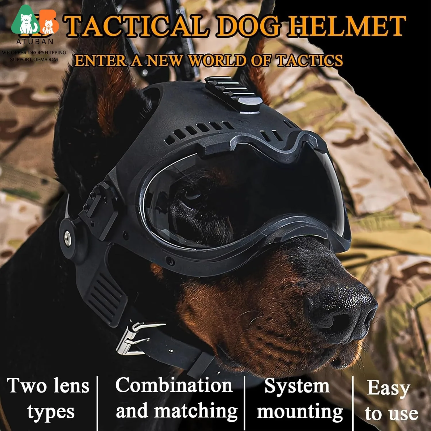 Casco para perros con protector de orejas – Pastor Alemán y Malinois - imagen 2