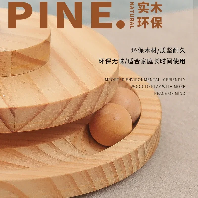 Juguete giratorio de madera maciza para gatos, utensilios de comida para mascotas, nuevo vaso educativo, bola de comida con fugas, juguetes para gatos, productos para mascotas - imagen 4