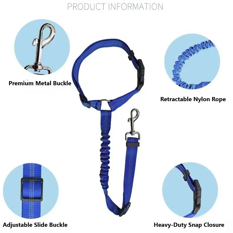 Cinturón reflectante 2 en 1 para asiento trasero de coche para mascotas, correa ajustable de seguridad de nailon duradero para perros pequeños y grandes, suministros de moda para coche para mascotas - imagen 5