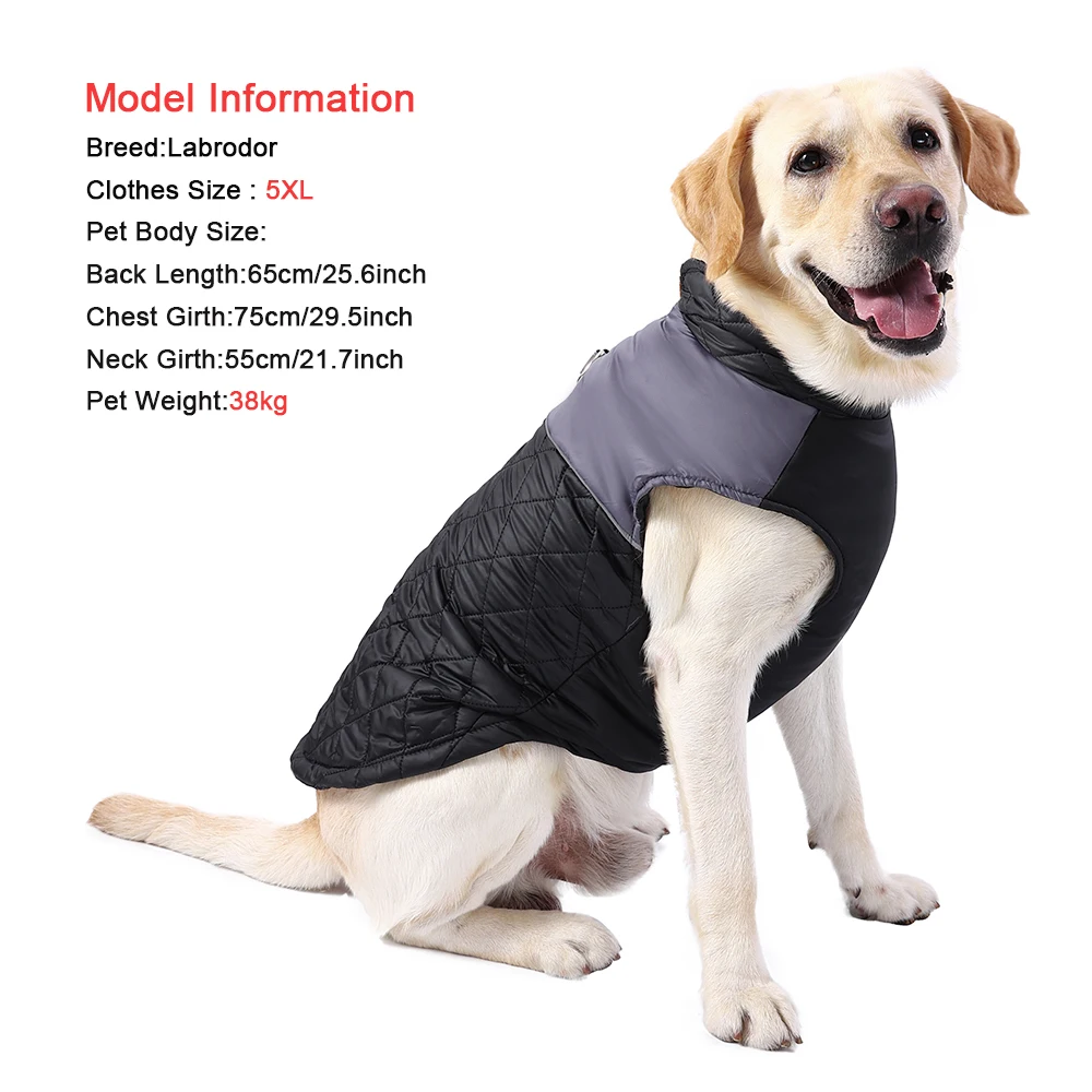 Ropa de invierno para perros grandes, chaqueta impermeable para mascotas, abrigo con anillo en D, ropa reflectante a prueba de viento para pastor alemán, disfraces - imagen 3