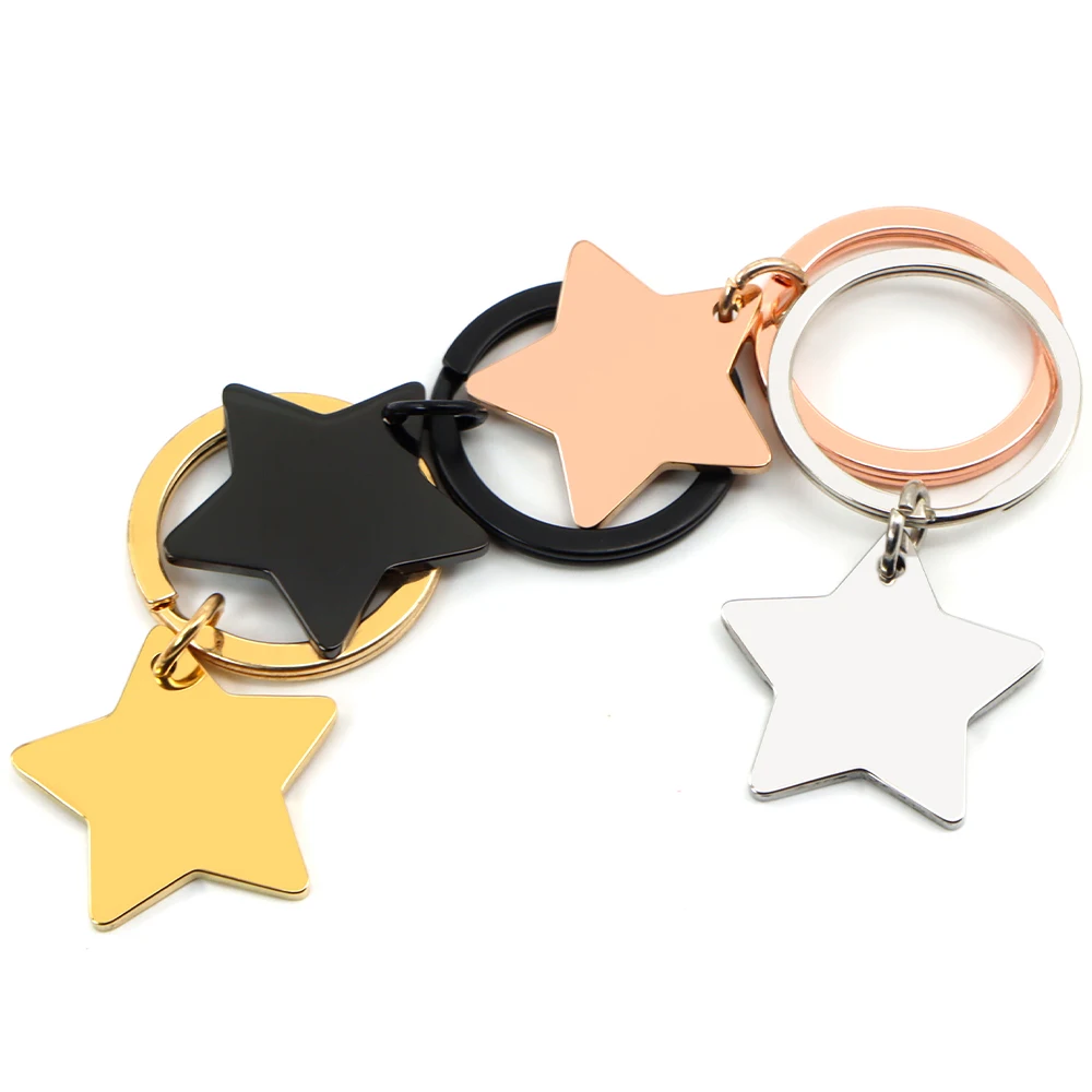 Etiqueta de Metal en blanco con forma de estrella para mascotas, 20 piezas, con llavero, placa de nombre de perro de acero inoxidable, colgante personalizado, accesorios para hacer joyas - imagen 3