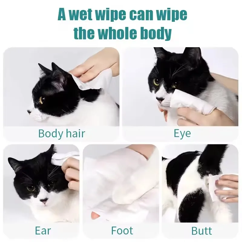 Toallitas sin enjuague para mascotas, 10 unidades por paquete, toallitas de limpieza de baño seguras, limpieza en seco, cuidado desodorizante para perros y gatos, toallitas húmedas especiales - imagen 4