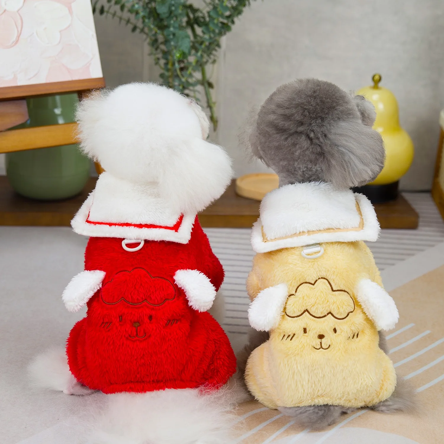 Ropa de invierno para perros de franela con cuello de marinero, monos de cuatro patas para mantener el calor, ropa para gatos esfinge, sudaderas para mascotas Pomerania Chihuahua