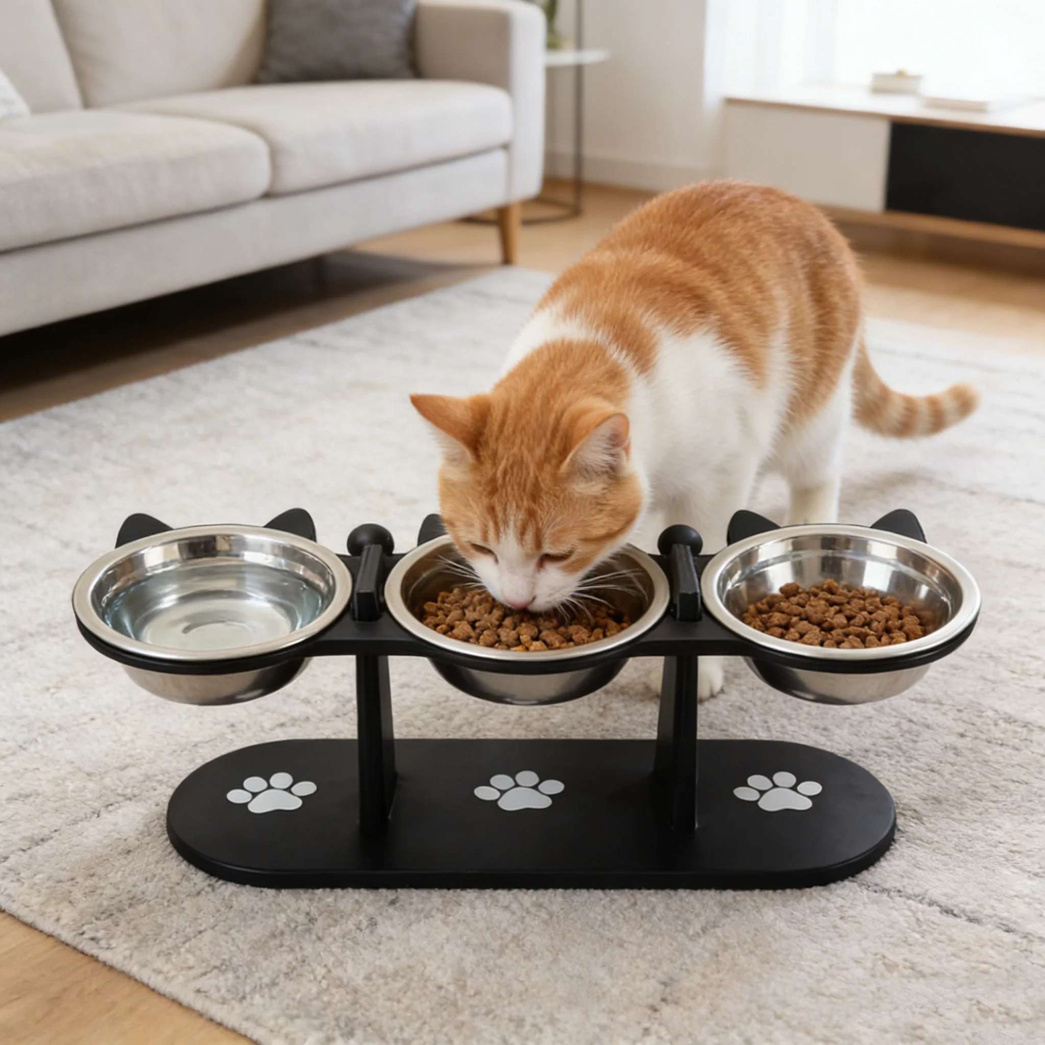 Comedero elevado con doble tazón: comida y agua para perros y gatos - imagen 2