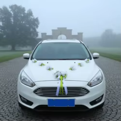 Set decoración coche boda – Flores para capó reutilizables sin dañar