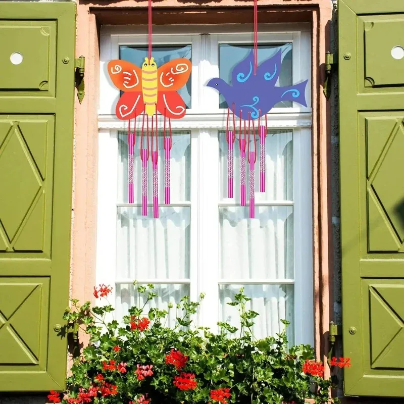Los niños hacen tu propio carillón de viento de mariposa 3D, pintura de madera para manualidades y manualidades, Kit de manualidades de mariposa