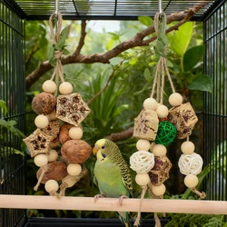 Columpio de madera para loro y aves - Juguete colgante masticable