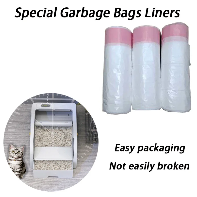 2 rollos de revestimientos de caja de arena para gatos inteligentes, bolsas de basura especiales para recoger caca, gatos, peces, bolsas de basura, basura de limpieza rosa, suministros para mascotas - imagen 3