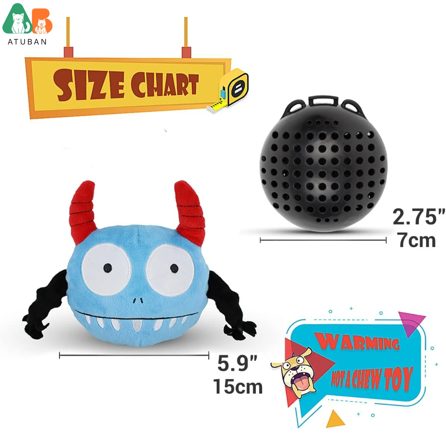 ATUBAN Giggle juguete de peluche para perros juguetes interactivos para perros juguete chirriante para mascotas con pelota de activación para saltar para perros que juegan - imagen 3