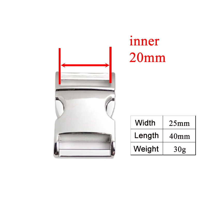 50 unids/lote hebillas curvas de liberación lateral de Metal hebilla chapada duradera collar de perro paracord diy 3 colores 3 tamaños - imagen 5