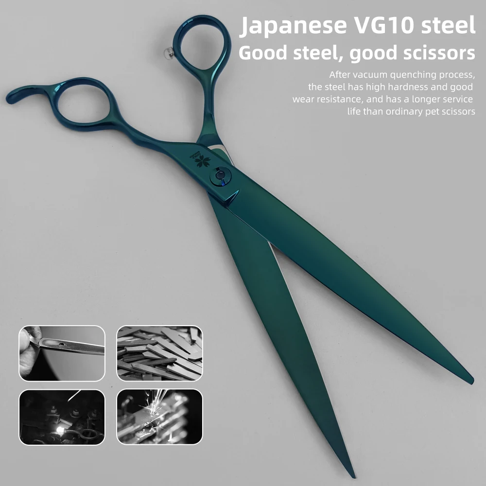 Tijeras de corte grandes para mascotas, corte de pelo grueso, aseo para mascotas, acero japonés VG10, 7,5 pulgadas, Teddy, esteticista profesional para mascotas - imagen 2