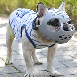 Bozal de Bulldog de goma suave para Bulldog Francés Pug, Bozal de perro cómodo y transpirable antimordeduras para perros de cara plana con muso corto