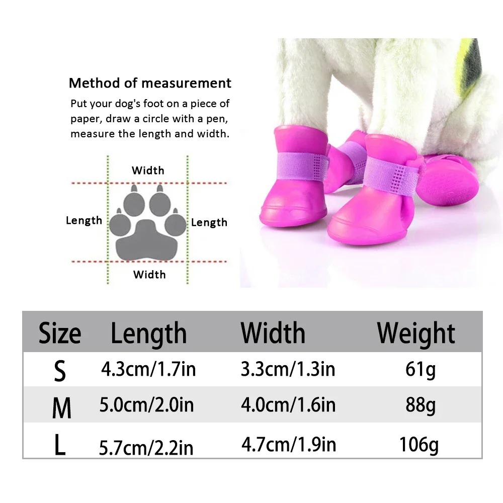 4 unid/set zapatos de lluvia para perros antideslizantes impermeables zapatos para gatos botas de goma para Chihuahua calzado al aire libre calcetines - imagen 3