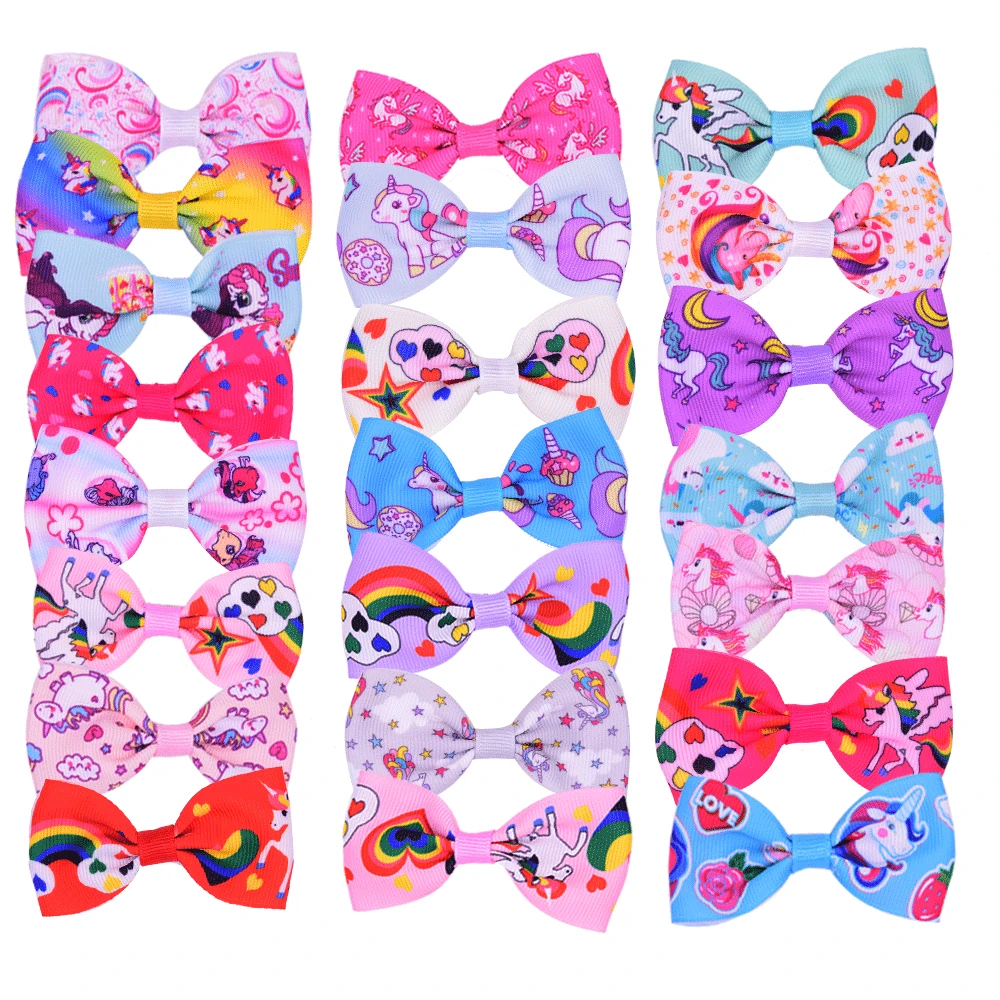 Pinzas para el pelo para perros y gatos, horquilla hecha a mano para cachorros, pinzas para el pelo para gatos, accesorios para el cabello con lazo para mascotas, colores mezclados 10/20/50 piezas