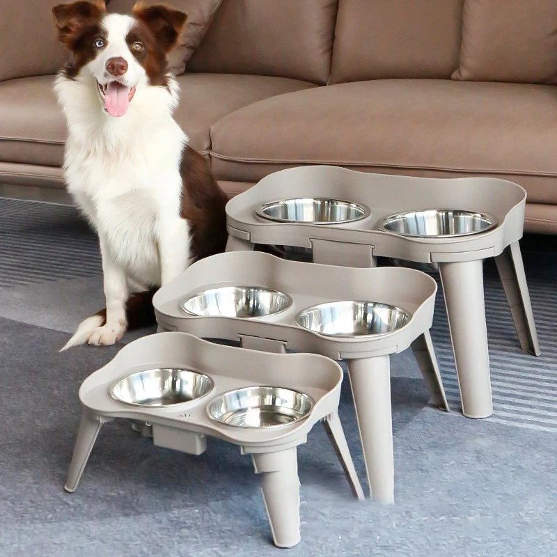 Cuenco de comida de acero inoxidable para mascotas con soporte, lavabos para comer para interiores y exteriores, suministros para comederos para mascotas, accesorios, fácil de limpiar - imagen 3