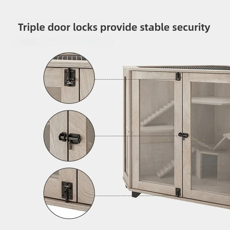 Jaula grande para hámster, jaulas esquineras para conejos y hámster, casa transpirable para hámsteres, conejos y erizos con cerradura, casas para animales pequeños de interior - imagen 4