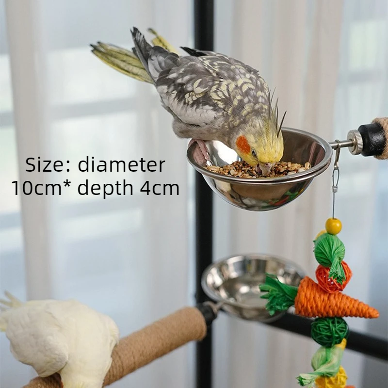 Soporte de suelo para pájaros y loros con cuencos y ruedas móviles - imagen 4