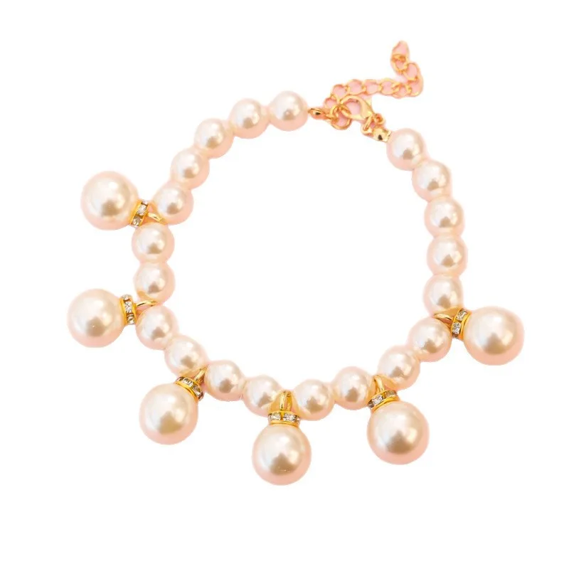 Collar de perlas para primavera/verano para mascotas, Collar para gato/perro, decoración bonita para otoño/invierno, colgante silencioso, accesorios ajustables para perros - imagen 5