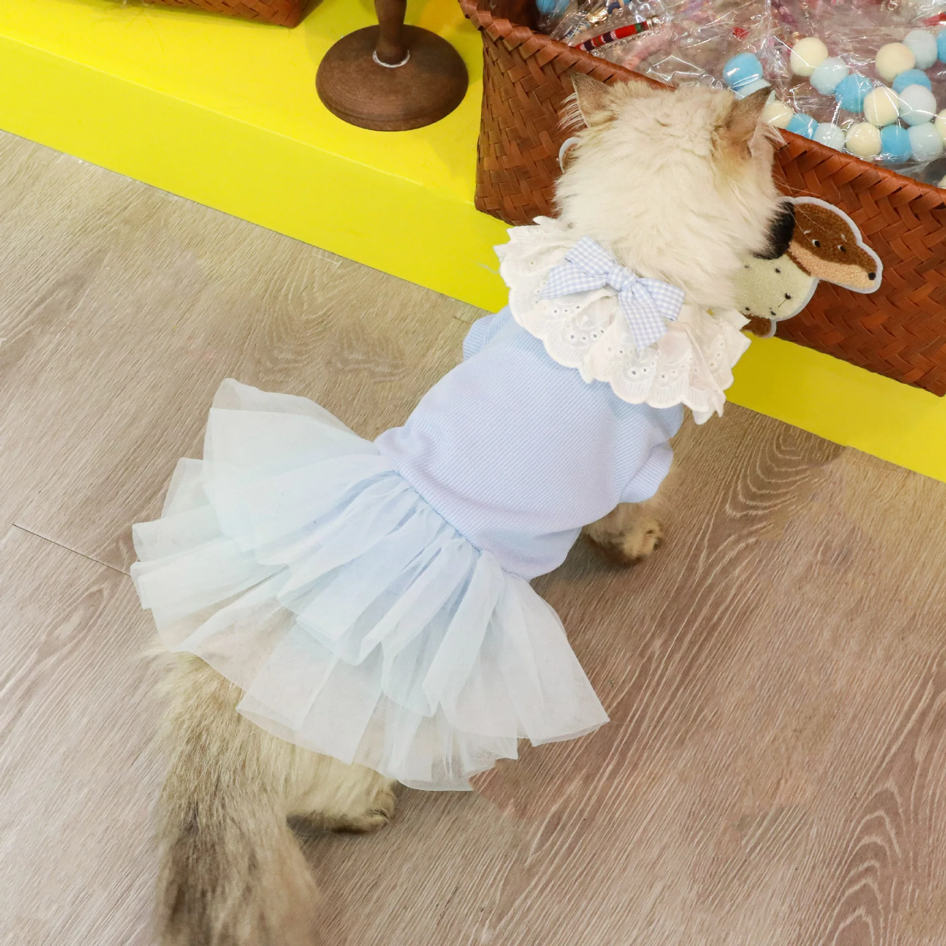 Vestido de princesa para mascotas, chaleco de retales de malla para perros, ropa para gatos, ropa ligera para perros pequeños, ropa para cachorros