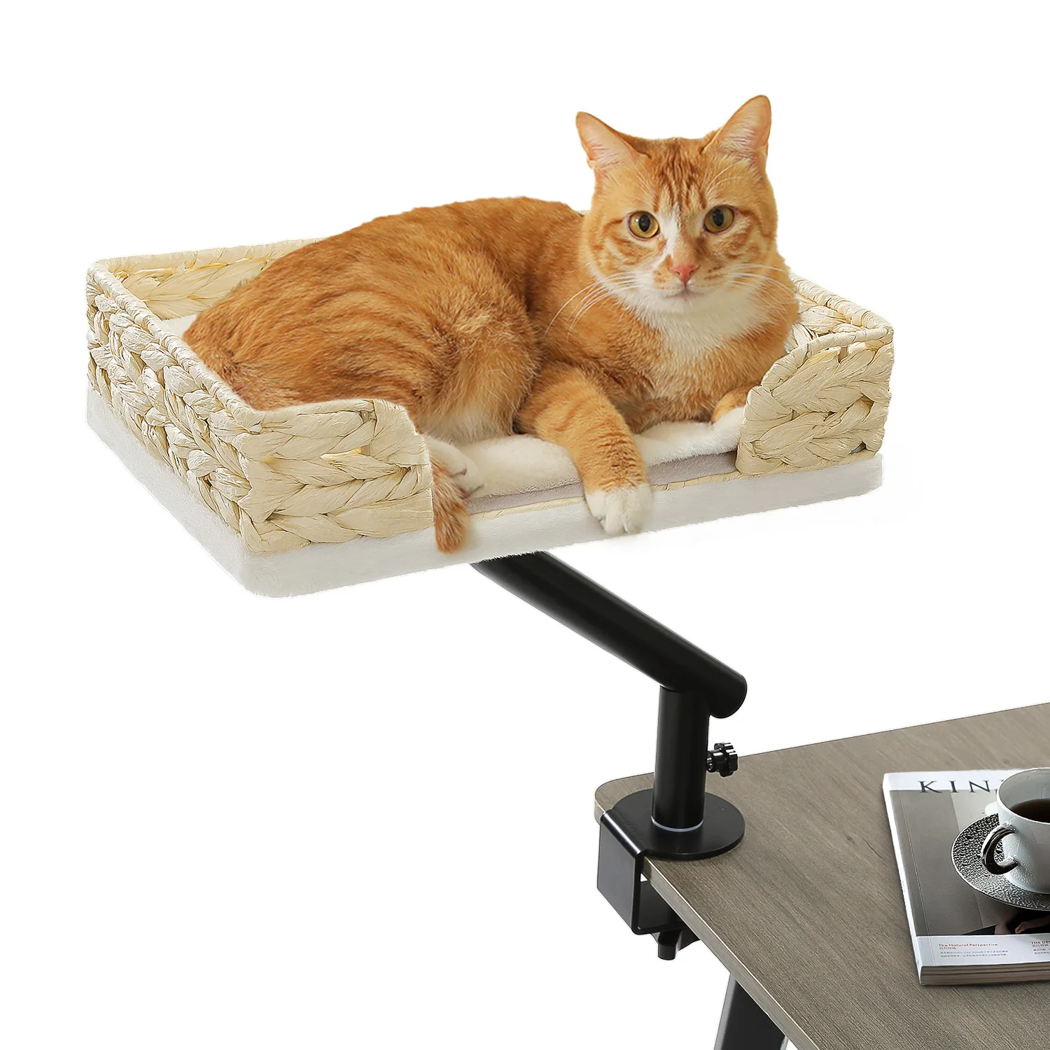 Cat Desk Bed, 360° Rotatable Cat Bed Stand for Indoor Cats, Adjustable Cat Basket, Cats Hammock for Table, Soft Cat Bed for Desk - imagen 4