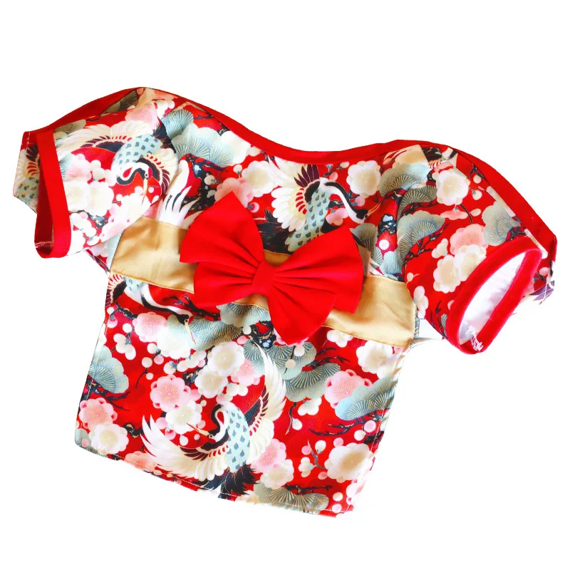 Japanese Style Thin Cat Dog Coat Kimono Summer Pet Clothes for Cats Dogs Cute Print with Bow-knot Kitten Sphynx Clothing Outfit - imagen 3