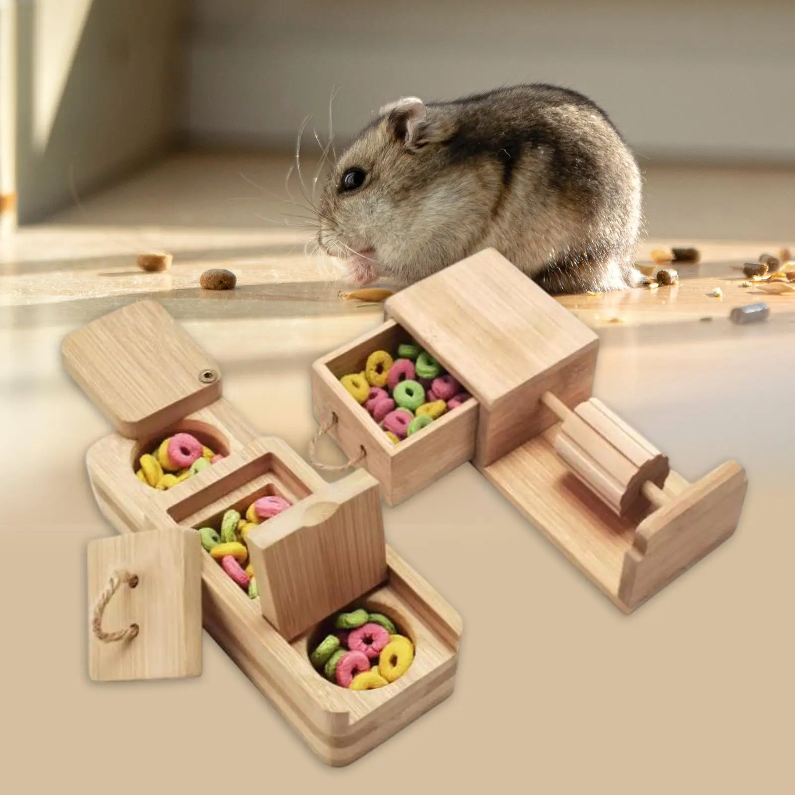 Juguete de forrajeo de hámster, juguete interactivo multifuncional educativo de enriquecimiento de conejillo de indias para gerbil, conejito, hámster, Chinchilla