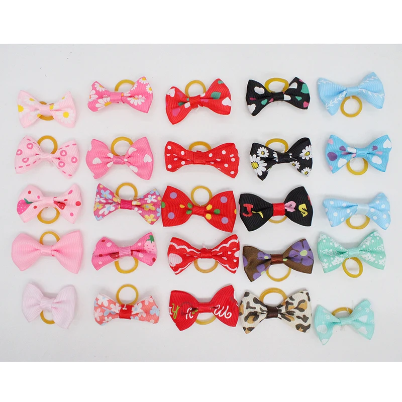 Lazos para el pelo de gato y perro, horquillas de goma para el cuidado del cabello, pinzas decorativas para el pelo, accesorios para perros pequeños, 50/100 piezas - imagen 5