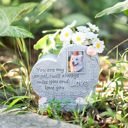 Lápida memorial corazón para perros de resina