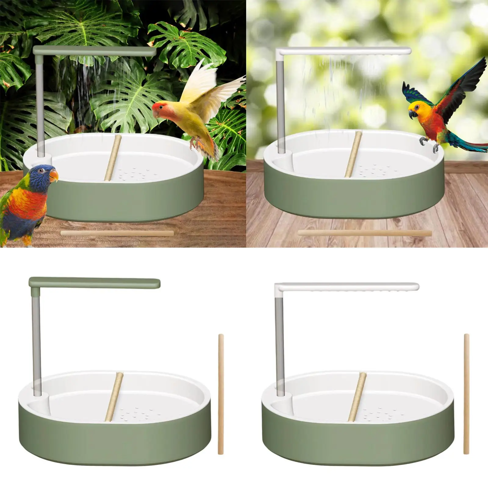 Parrot Bathtub Automatic Bird Bath with Perch and Pump Indoor Shower Cage Accessories for Cockatiel Mynah