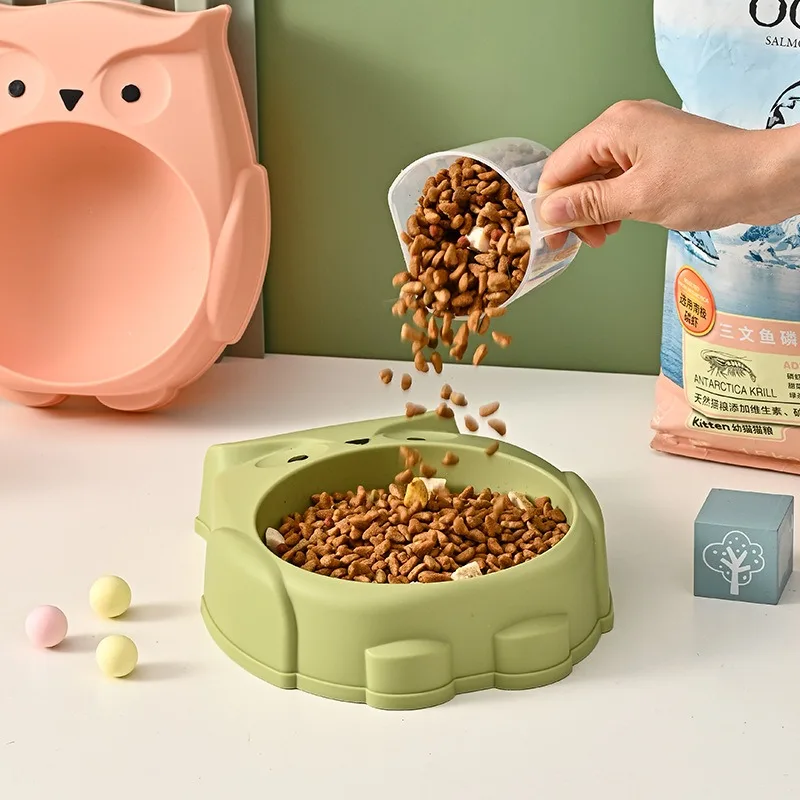 Cuencos alimentadores para mascotas para gatos, platos antigolpes de plástico, contenedor de agua para perros, suministros para beber para gatitos, vajilla con forma de búho para cachorros - imagen 3
