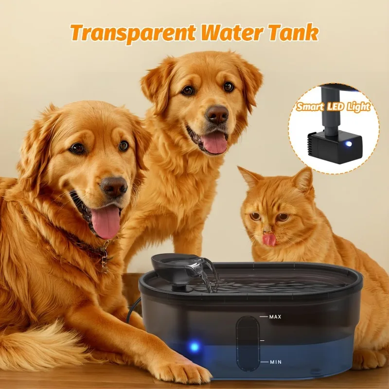 Fuente de agua para perros ultra silenciosa de 7L para perros grandes con 4 filtros de paquete Filtración de 5 capas, bomba LED inteligente, ideal para mascotas múltiples - imagen 5