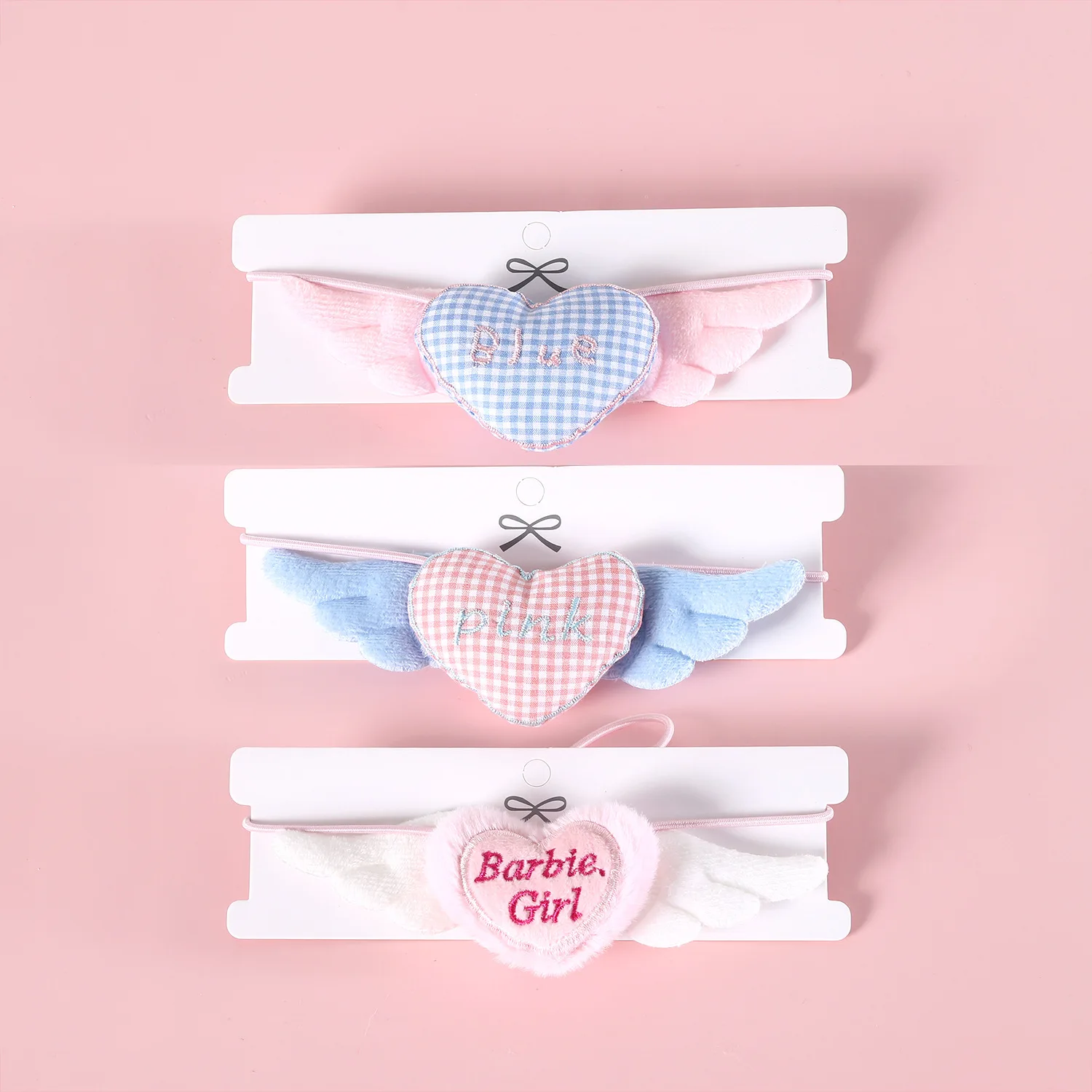 Collar de alas de amor a cuadros para mascotas, alas de peluche para gato, bufanda de princesa, Collar bonito rosa y azul, Collar decorativo para perro, accesorios para perros - imagen 5