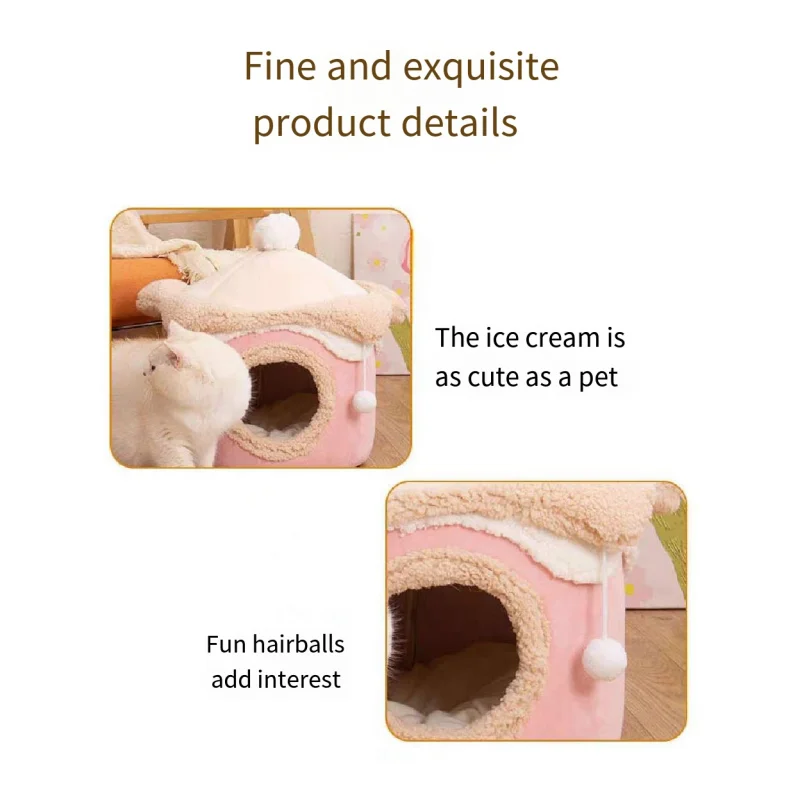 Linda casa para mascotas, cama suave para mascotas, castillo lavable para mascotas, adecuado para perros pequeños y medianos y nidos de cueva para gatos - imagen 3