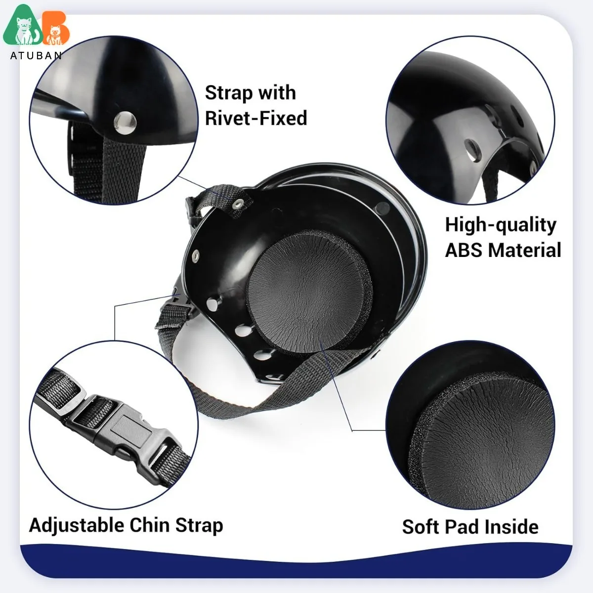 ATUBAN Casco para Perros, Gorro de Seguridad para Motocicleta para Gatos y Perros pequeños Ciclismo, Gorro para Gato DIY, Casco para Perorros Ajustable Sombrero para Mascotas - imagen 3