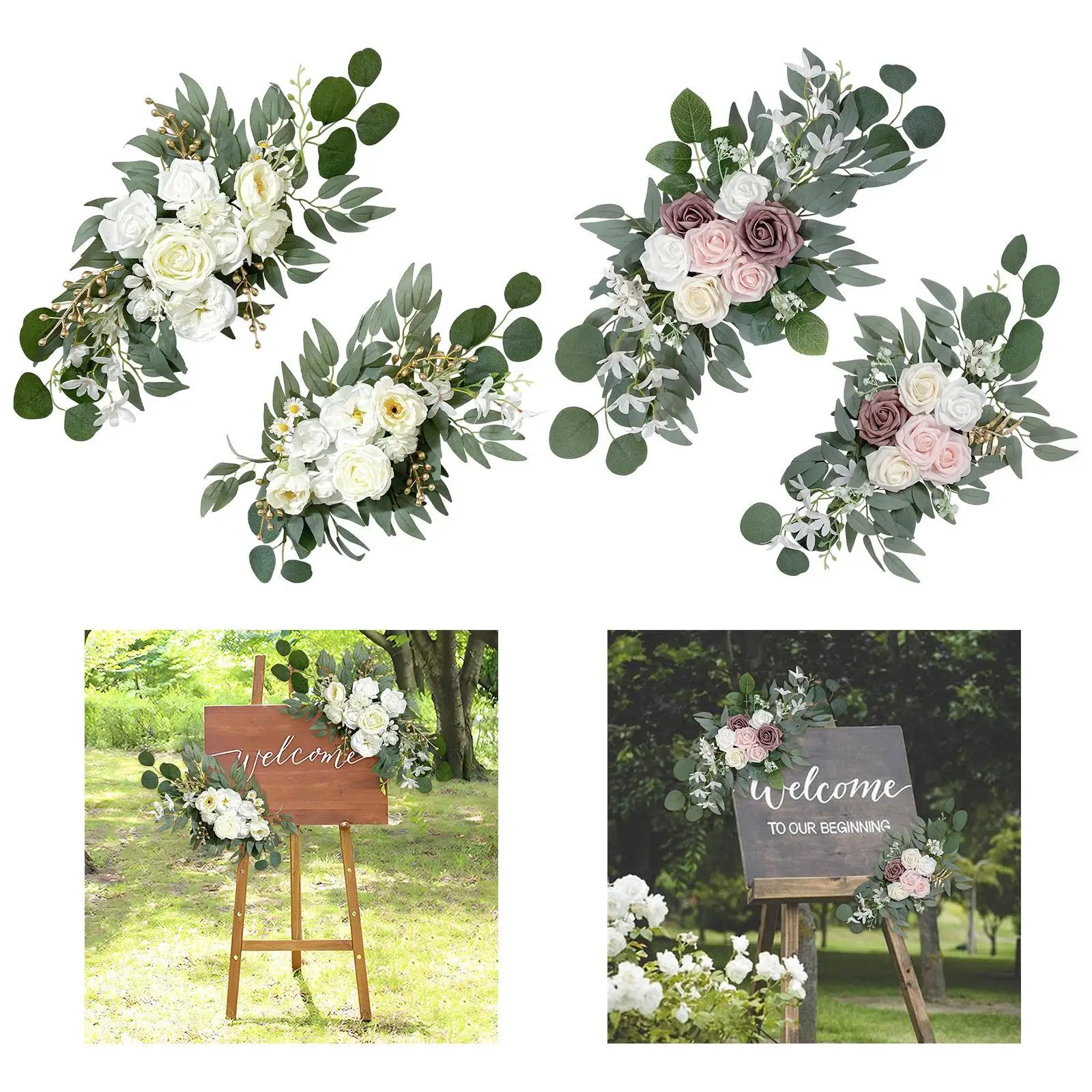 Arco de boda flores floral botín telón de fondo decoración arreglo floral para recepción - imagen 3