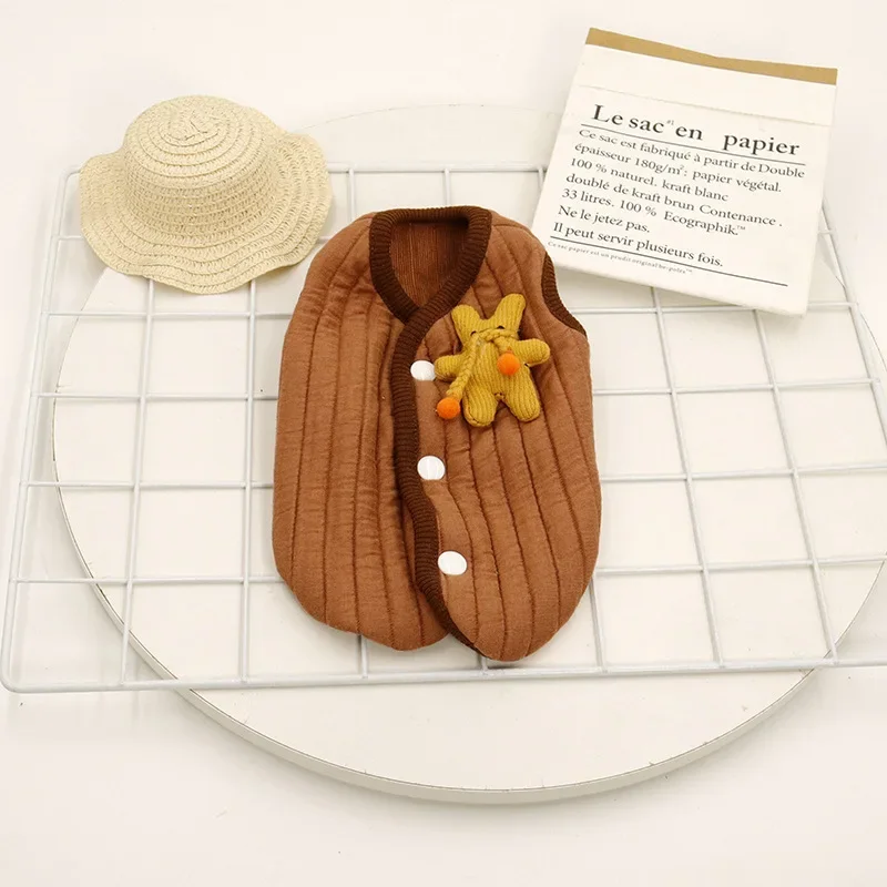 Cute Autumn Winter Warm Pet Striped Dog Vest Ins Teddy Bulldog Jacket Clothes Dog Clothes Quilted Puppy Clothing Coat Dog Shirt - imagen 3