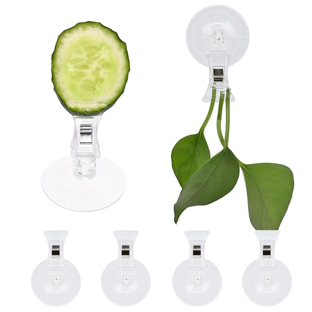 4 unids/set de Clips de ventosa multifuncionales transparentes, ventosas de plantas con soporte de Clip para suministros de pecera de acuario, paquete de fiesta - imagen 2