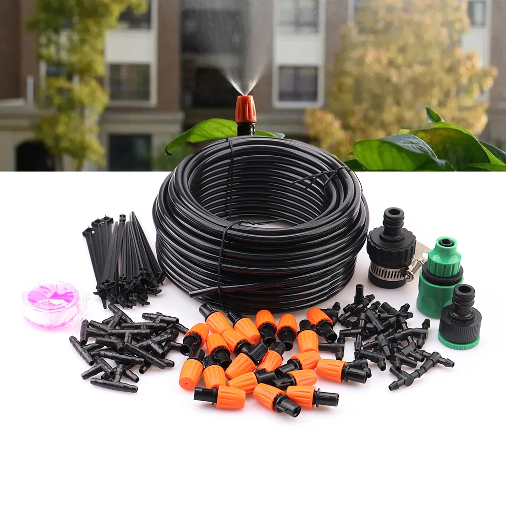 Kits de riego por niebla de 20M, accesorios para plantas de jardín, sistema de riego por pulverización automático con manguera de tubo de distribución en blanco de 4/7mm