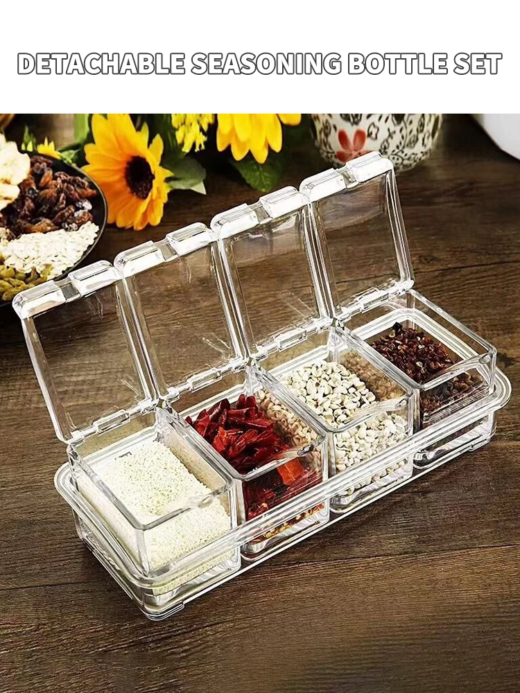 Caja de condimentos transparente con tapa
