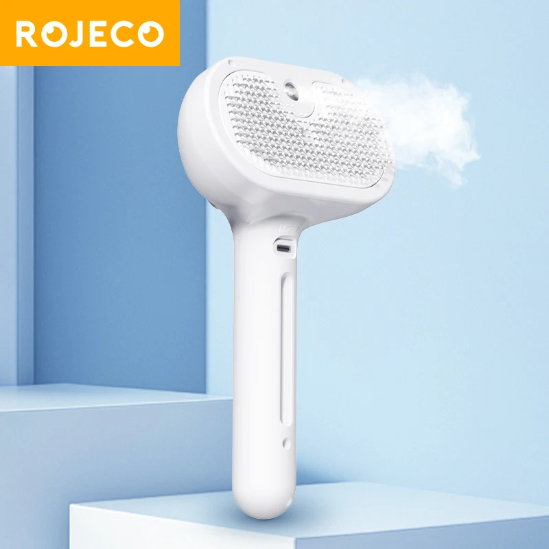 ROJECO-peine para el cabello en aerosol para mascotas, alisador de pelo eléctrico profesional, cepillo para masaje de mascotas y gatos, cepillo de vapor para el cuidado del cabello