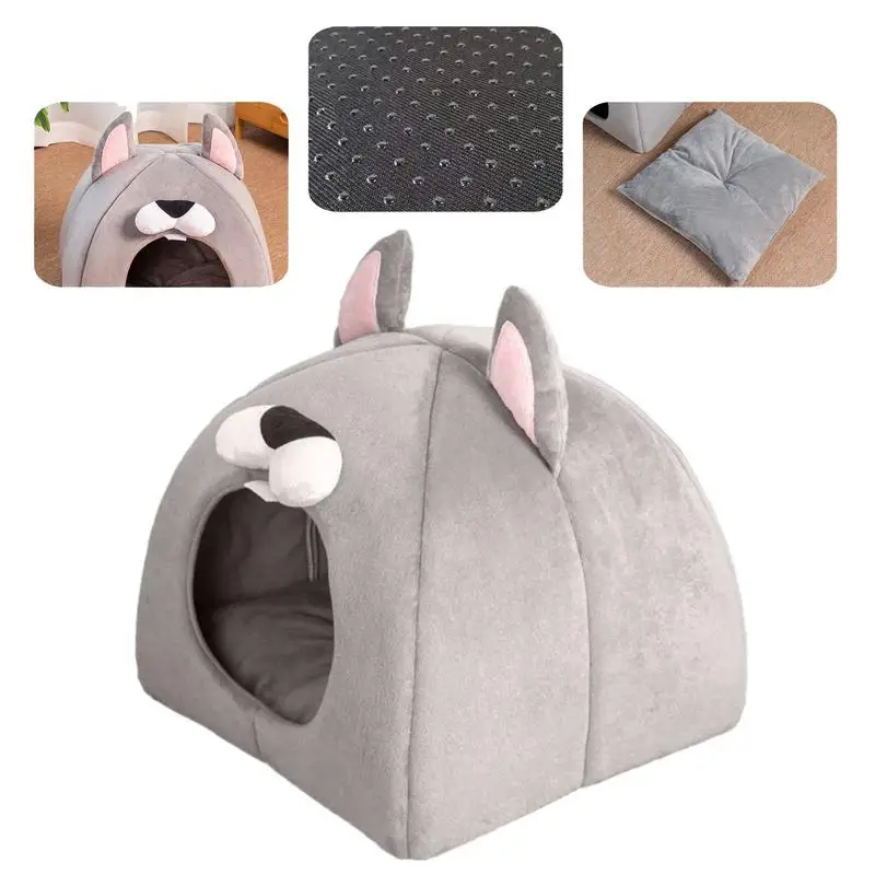 Cama lavable y calmante para perros y gatos, cueva cálida para mascotas, casa para gatos, camas para dormir de felpa suave, cueva para gatos, casa para interiores - imagen 2