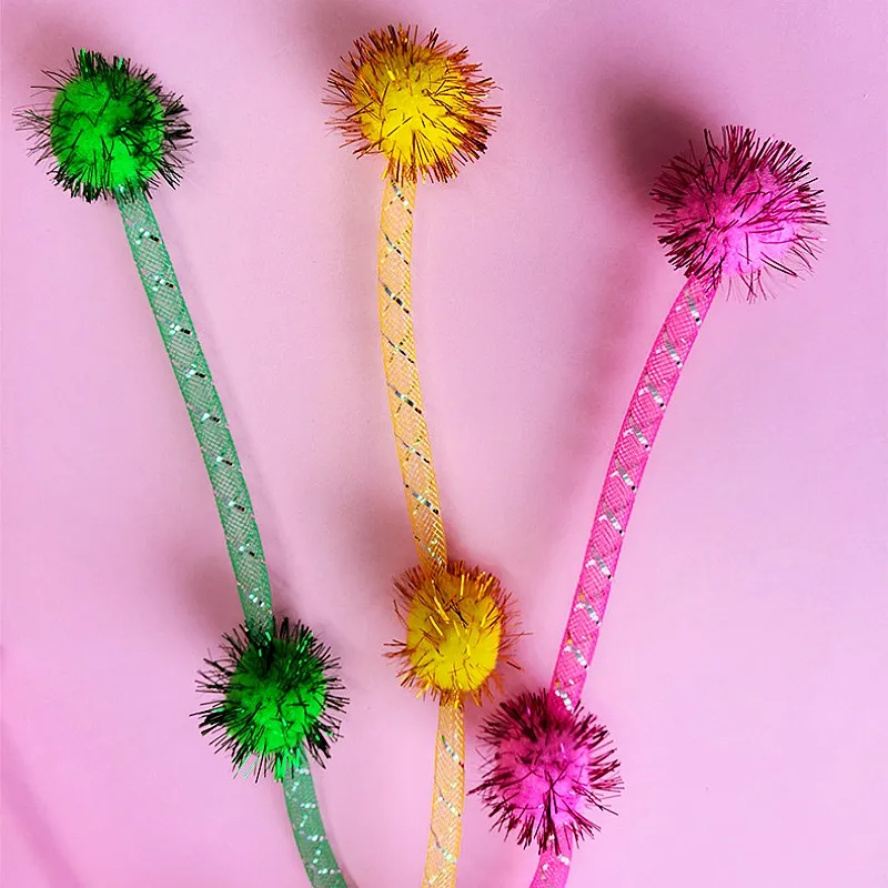 Juguete para gatos, pelota de lana, palos para gatos, juguetes para gatos, palo elástico interactivo, juguetes para gatos, bola colorida, juguete con borlas, rompecabezas para gatitos