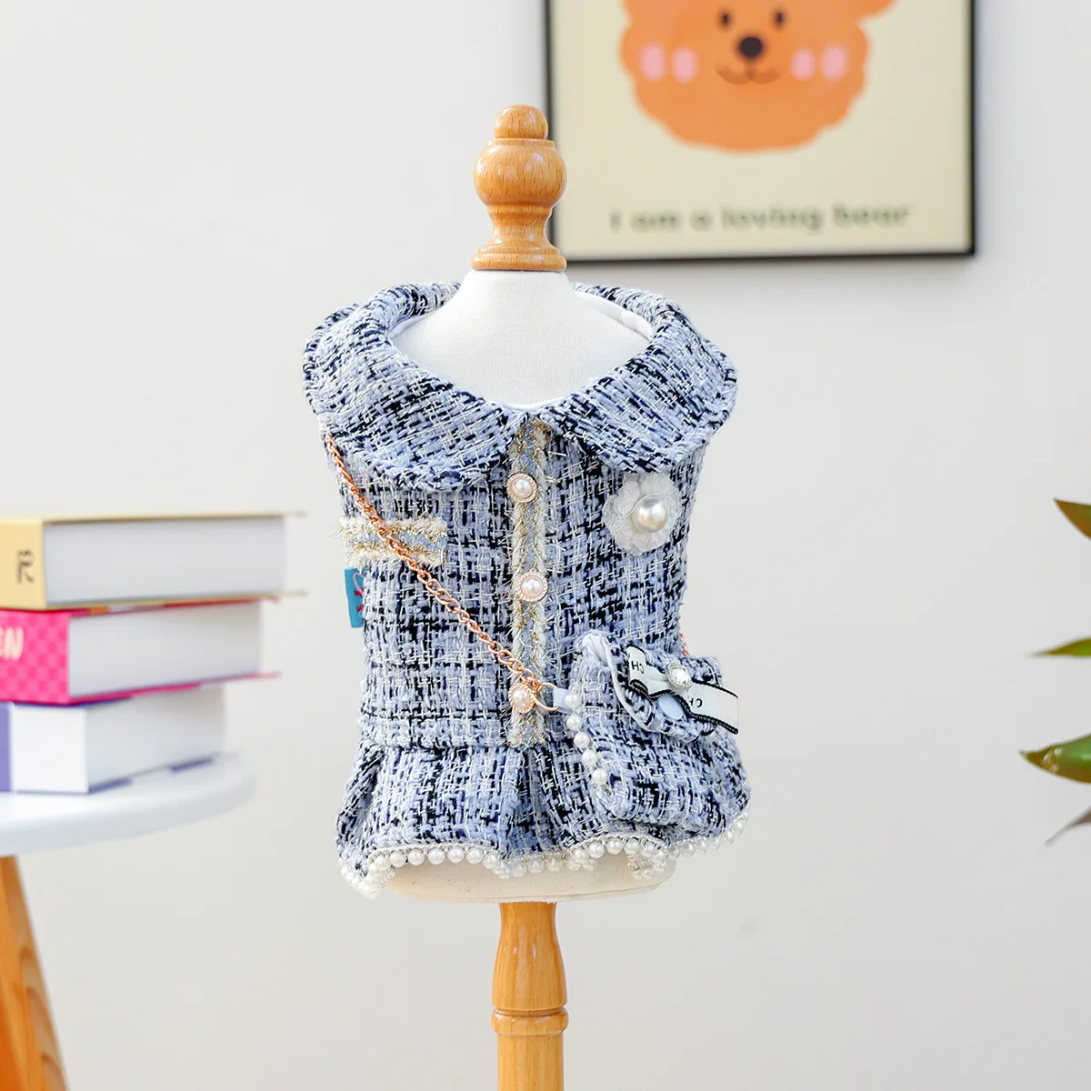 Vestido de lana de otoño e invierno para mascotas, chaqueta de mochila cálida para perros pequeños, ropa para perros pequeños, ropa para cachorros - imagen 4