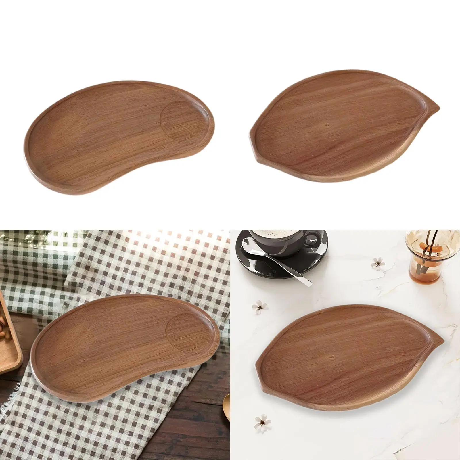 Wooden Appetizer Plate Dessert Plates Wooden Serving Tray Snack Plate Food Platter for Drinks Breakfast Cupcake Snacks Dessert