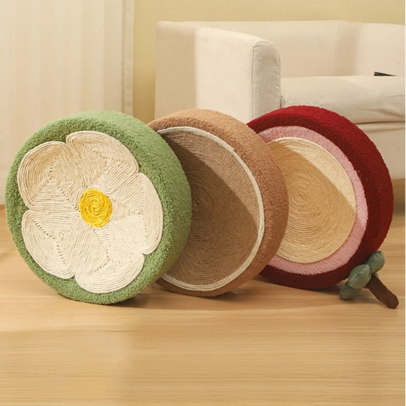 Almohadilla rascadora para gatos 2 en 1, tablero rascador redondo de tejido de Sisal para gatos de interior, juguete duradero para moler las garras, juguete de entrenamiento para mascotas